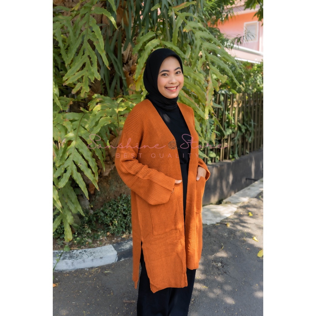 RAI Cardigan Rajut Oversize Panjang Long Knit Jumbo Big Size Long Oversize Size Fit To XXL