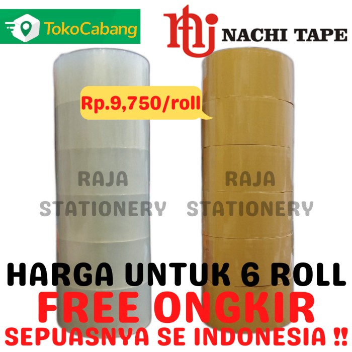 

(BISA COD) LAKBAN NACHI 48MM 100 YARD 2 INCH BENING COKLAT OPP TAPE 1 SLOP 6 ROLL - COKLAT