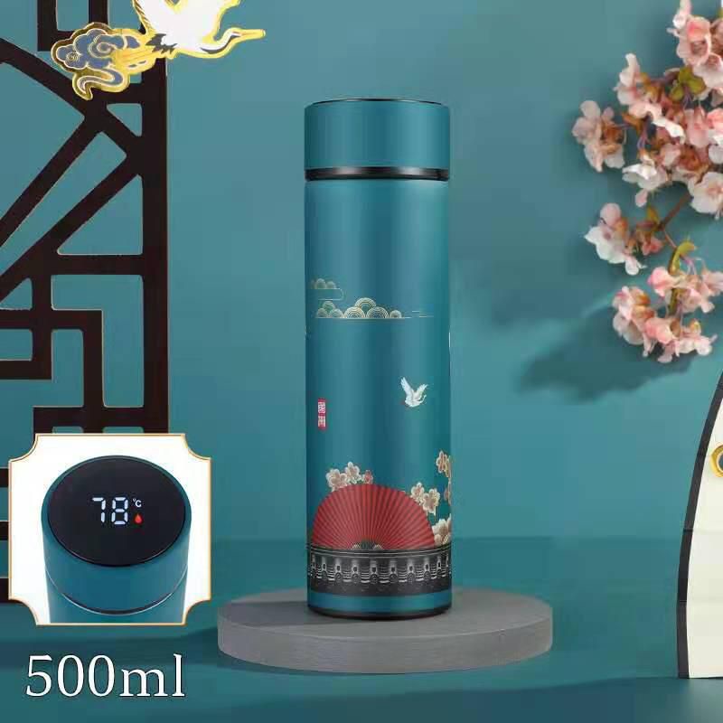 Tumbler Suhu LED Motif Termos Botol Minum Temperatur 500ml Stainless