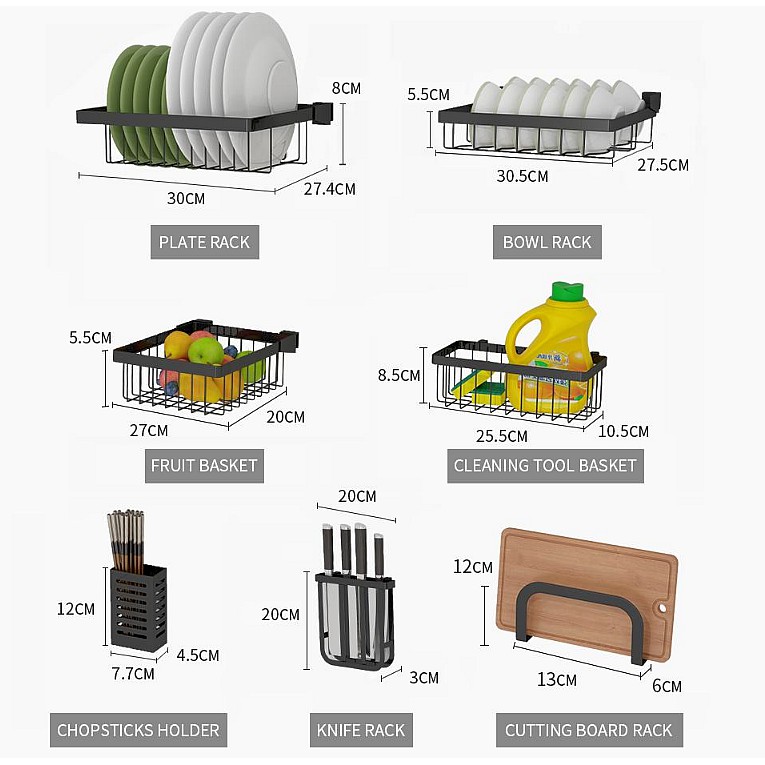 Rak Piring Wastafel Sparepart Rak Dapur Serbaguna Rak Stainless Steel