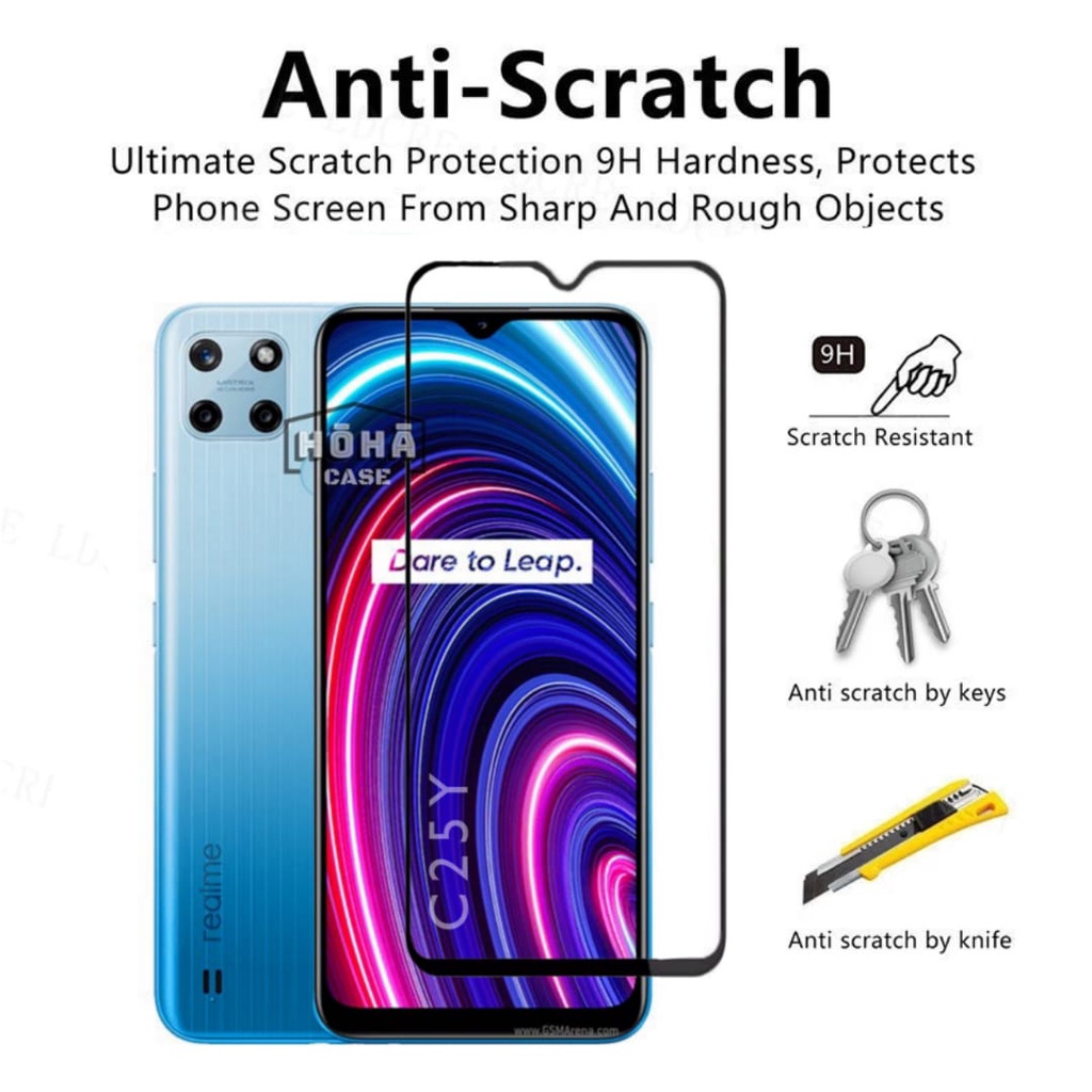 PROMO 3in1 REALME C25Y Tempered Glass Free Anti Gores CAMERA &amp; GARSKIN Carbon