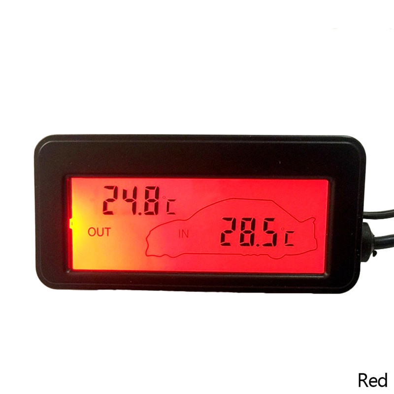 Tk Termometer Digital 12v Display Lcd Dengan Kabel 1.5m Untuk Mobil / Indoor / Outdoor