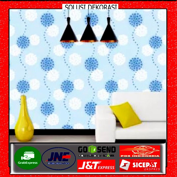 SOLUSIDEKORASI-PROMO WALLPAPER STIKER DINDING MOTIF DENDOLION BIRU-WALLPAPER / 10 METER