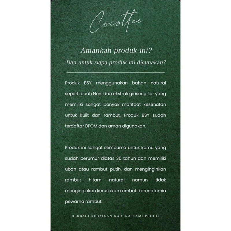 [BPOM] 1 pak Cocottee Bsy GoBlack / Shampoo semir mengkudu/ noni shampoo (BOX)