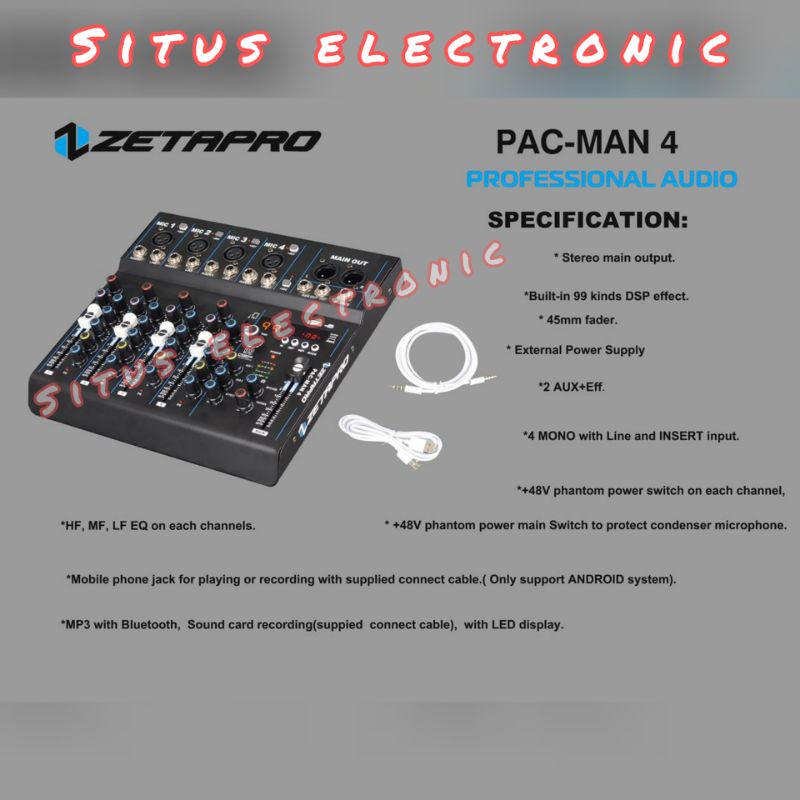 MIXER AUDIO ZETAPRO PACMAN4 / PAC MAN 4 / PAC MAN4 ORIGINAL