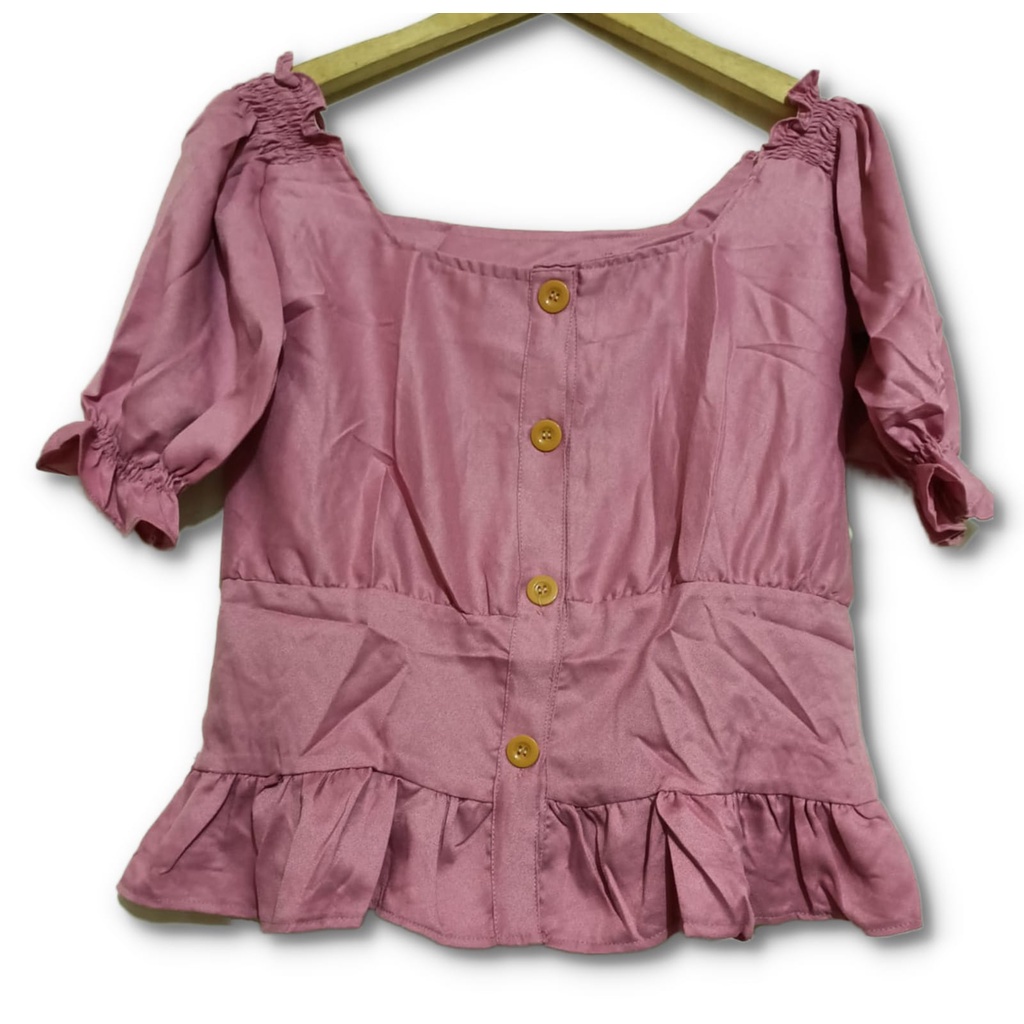 Blouse Wanita Anita Atasan Style Korea Bahan Moscrepe Size XL-Pink Dusty