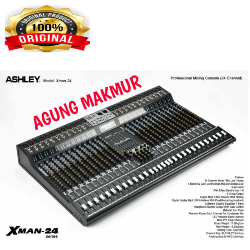 Mixer Ashley Xman-24 Original efek 199dsp Xman 24 24channel