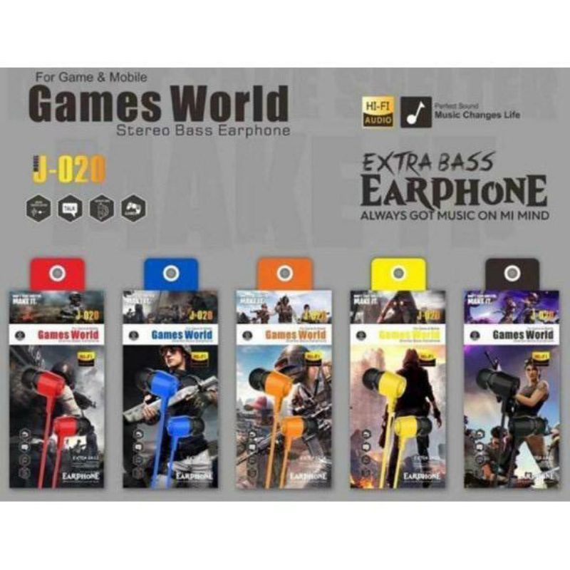 KZ_ Headset Handsfree Extra Bass Earphone J-020 For Game &amp; Mobile Games World