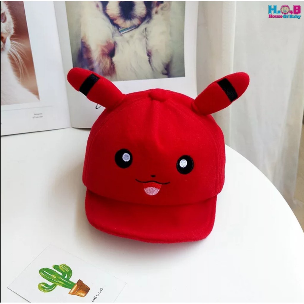 TOPI ANAK LAKI LAKI PEREMPUAN KARAKTER PIKACU TOPI ANAK POKEMON LUCU