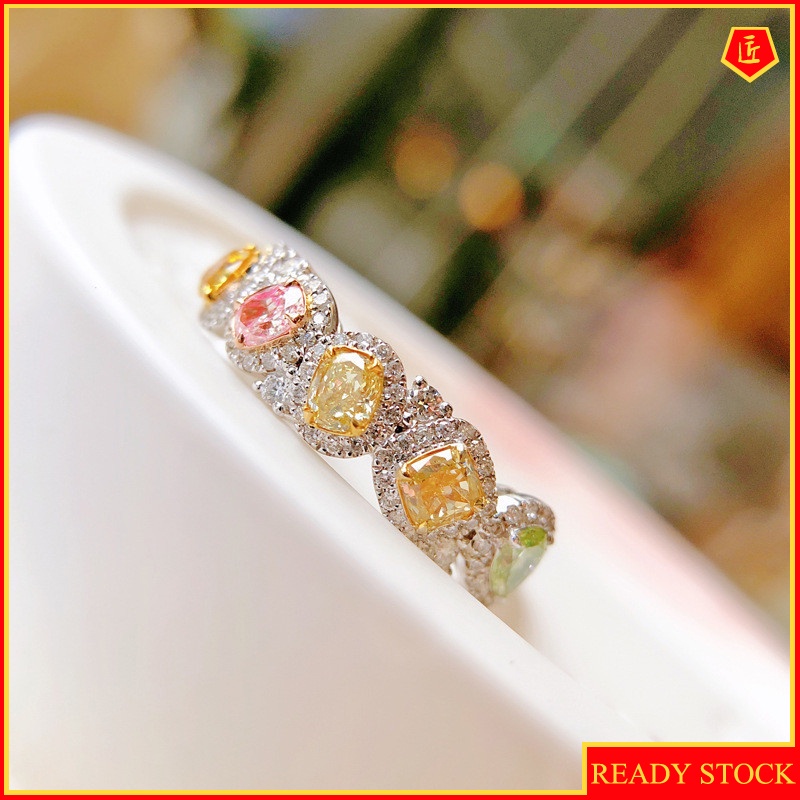 [Ready Stock]Natural Colorful Crystals Stackable Ring Advanced Design