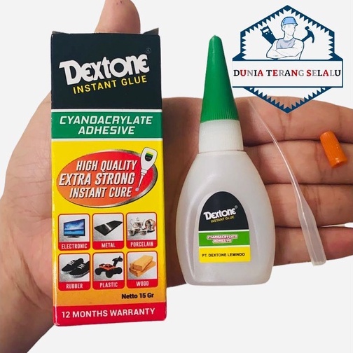 Lem Serbaguna Instant Glue 15gr DEXTONE Cyanoacrylate Adhesive Super Glue G Keramik Besi Plastik