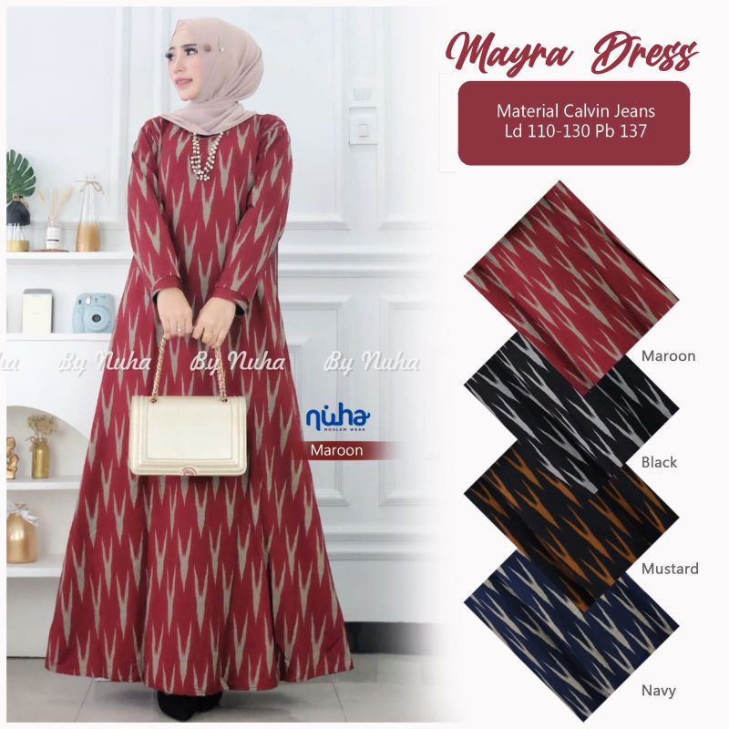 Mayra Dress - Gamis Calvin Jeans Terbaru LD110+ / Fayuo Maxy  / R.27 - 023-6593