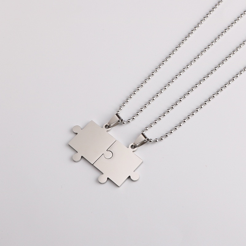 Kalung Liontin Puzzle Bahan Titanium Untuk Pria