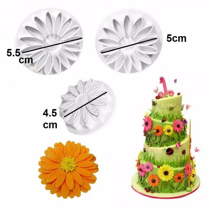 Plunger Sunflower / Bento Cookies Fondant Plunger Cutter Stamp Sunflower Bunga Matahari