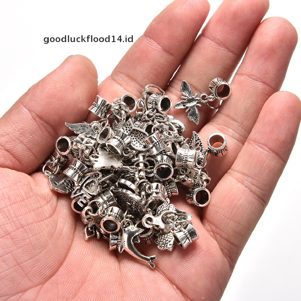 [OOID] 40pcs Lots Wholesale Tibetan Silver Charm Beads Fit European Chain Bracelet Hot ID