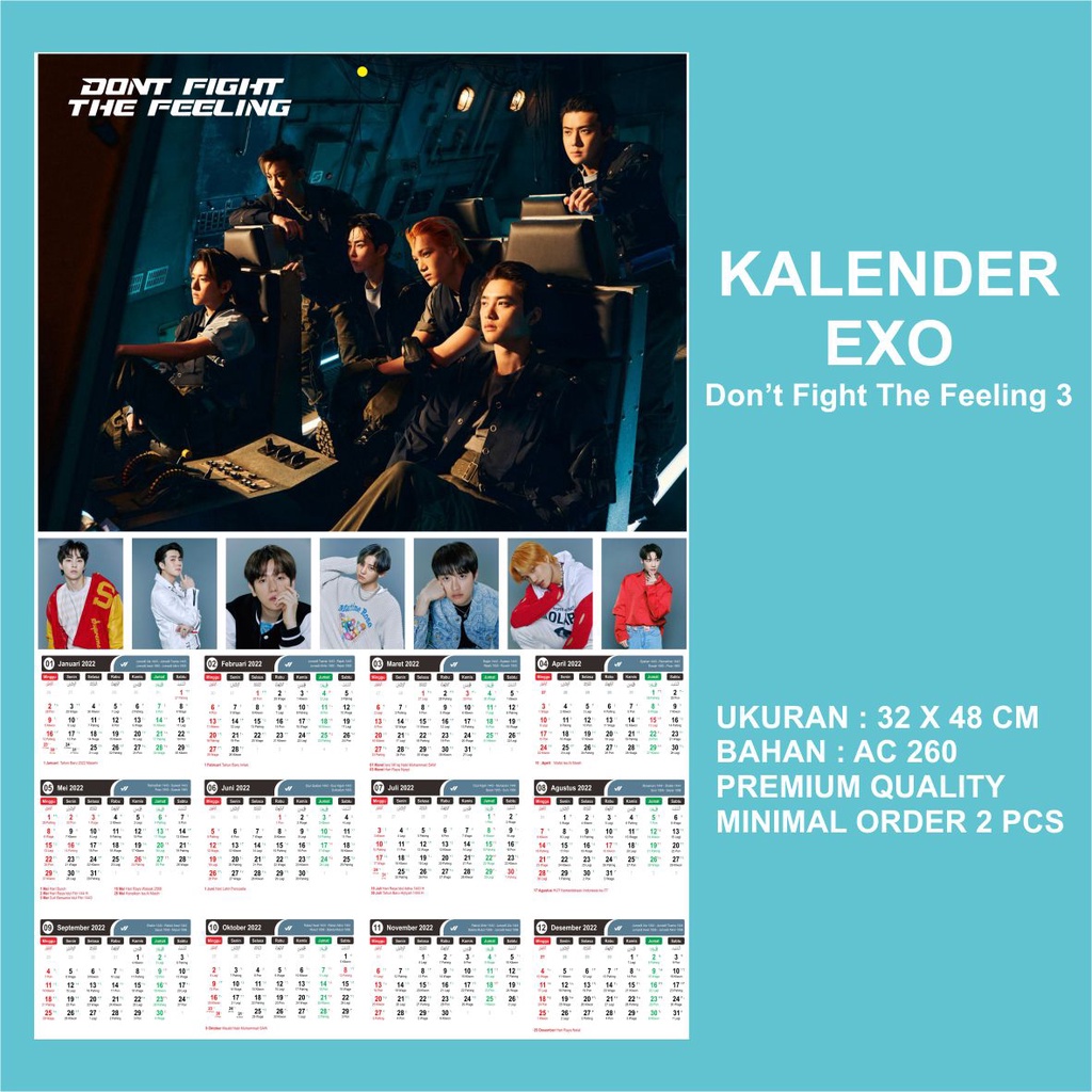 (READY STOCK) KALENDER 2023 - EXO DON'T FIGHT THE FEELING - KALENDER KPOP MURAH