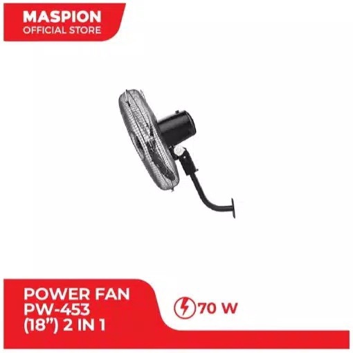 Kipas Angin Berdiri Dinding 18 inch Besi Maspion Power Fan Baling Besi PW 453 PW453 2 in1 (Khusus Grab/Gojek)