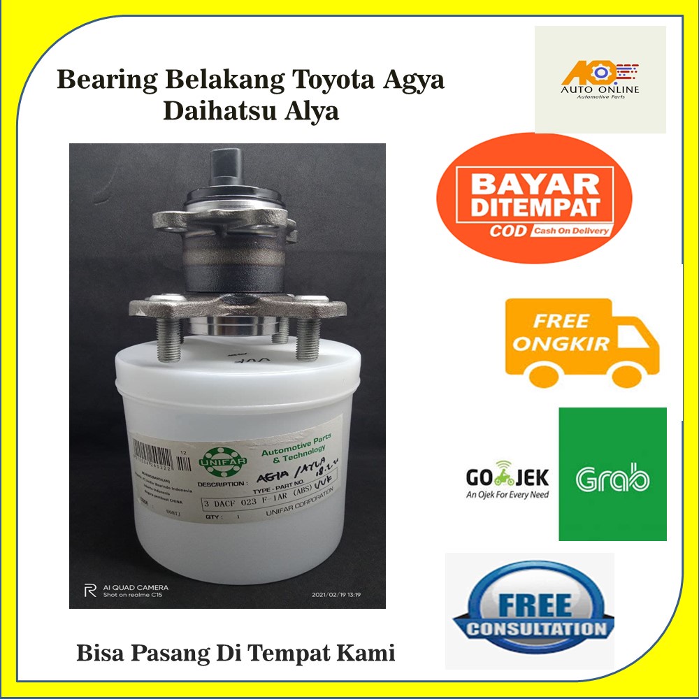 BEARING AGYA LAHER HUB BEARING RODA BELAKANG TOYOTA AGYA