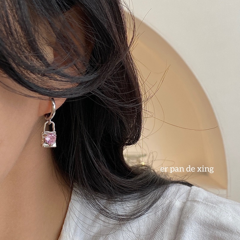 Anting Zirkon Warna Pink Gaya Korea Untuk Aksesoris