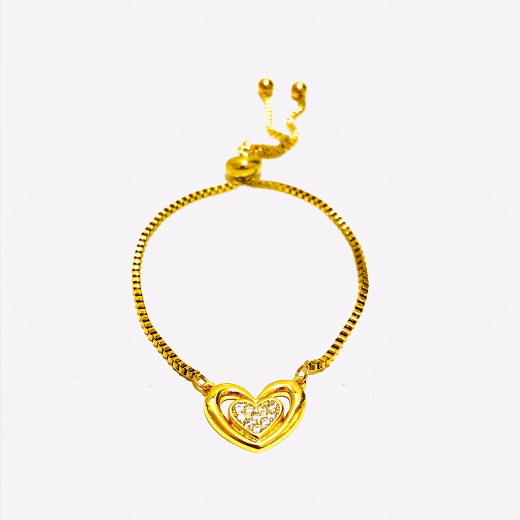 Gelang Serut Titanium Wanita Lapis Emas Anti Karat GST-57-22-AMK