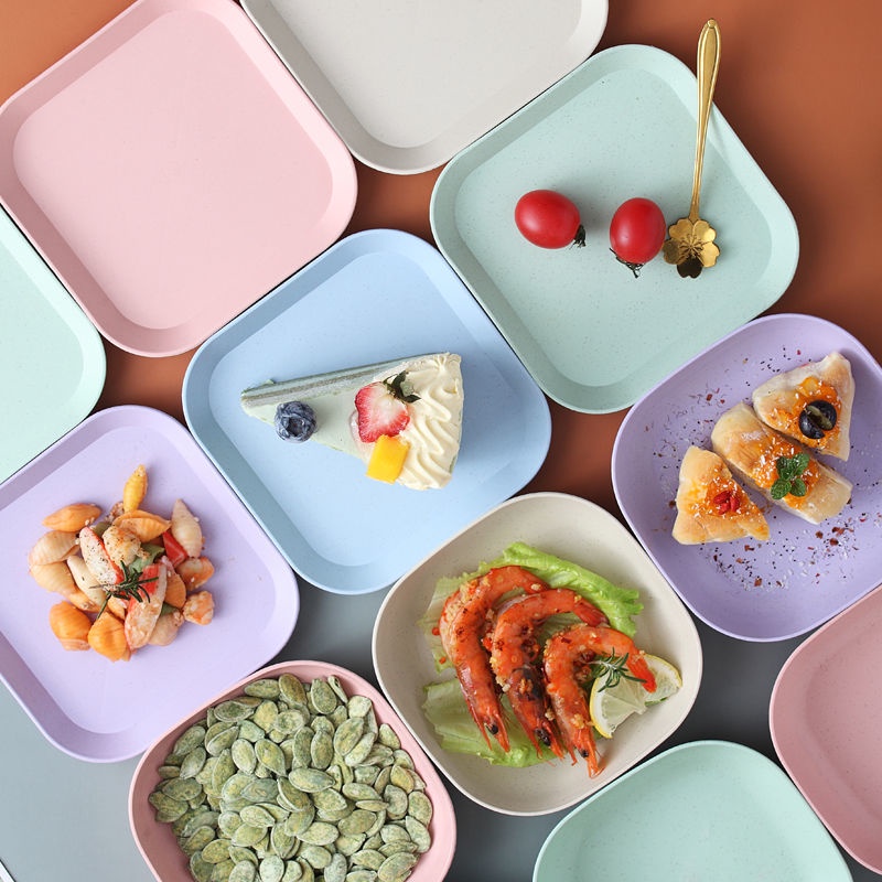 Hot Sale/Dapur Ramah Lingkungan Makanan Snack Dish Plate/Unbreakable Wheat Straw Lunch Dinner Dessert Fruit Plate Tray/Reusable Fruit Saucer Piring Saji Peralatan Makan Yang Bermanfaat