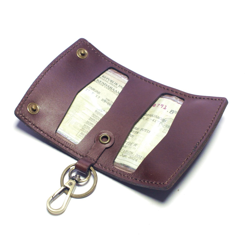 dompet stnk mobil motor kulit asli lipat tiga - warna coklat PHKC865