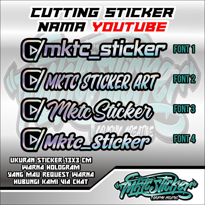 

CUTTING STICKER NAMA YOUTUBE WARNA HOLOGRAM