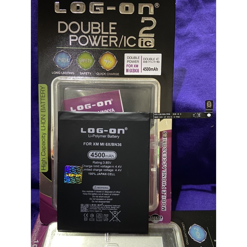 baterai log-on Xiaomi Mi6x Mi 6x / Mi A2 MiA2 BN36 BN-36 double power logon log on