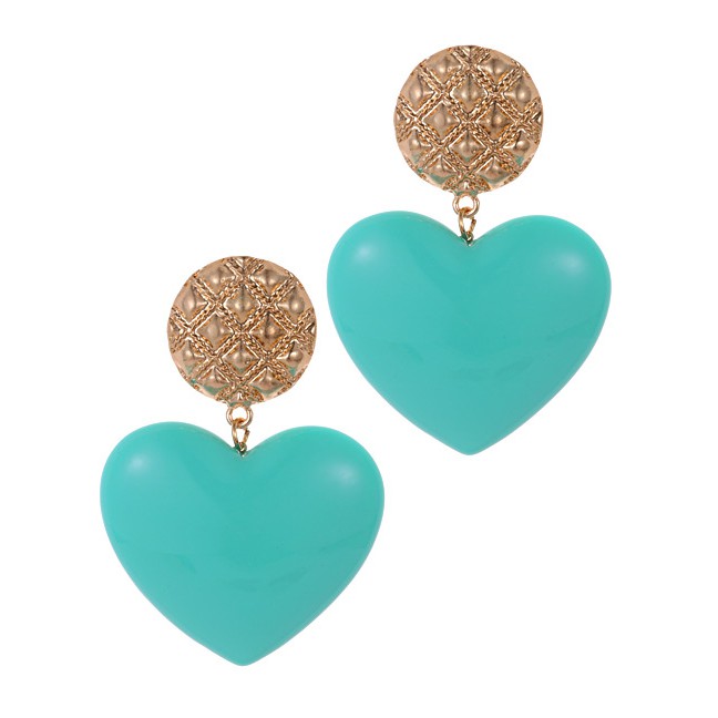 LRC Anting Tusuk Fashion Heart Shape Decorated Earrings