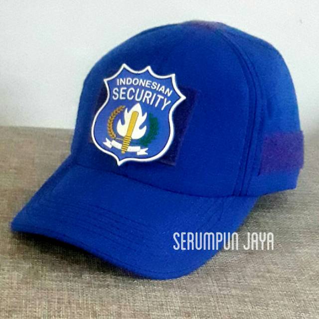 TOPI SECURITY - TOPI INDONESIAN SECURITY - TOPI VELCRO BIRU + PATCH