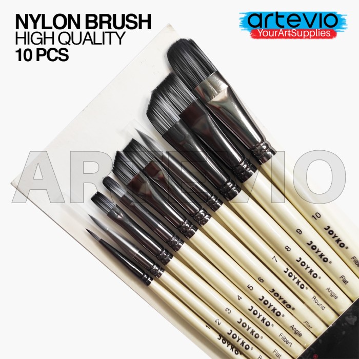 

Kuas Cat Air Minyak Lukis Acrylic Brush Joyko BR-15 1 Set 10 Pcs