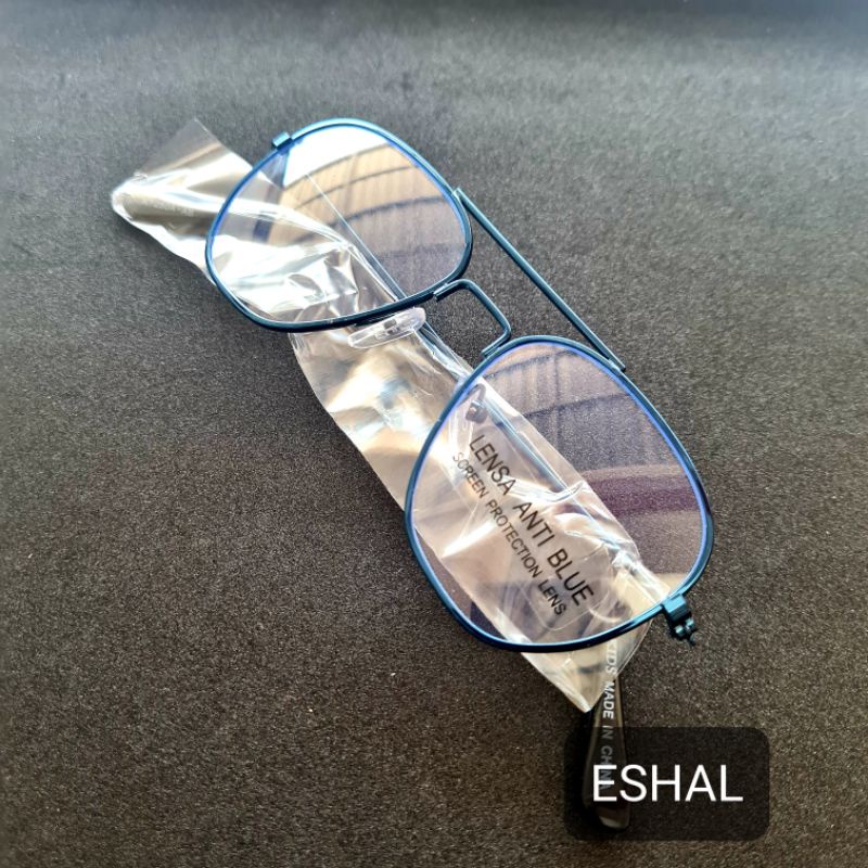 Kacamata Anak Anti Radiasi Hp Komputer Laptop gaya Retro Aviator Besi-Biru