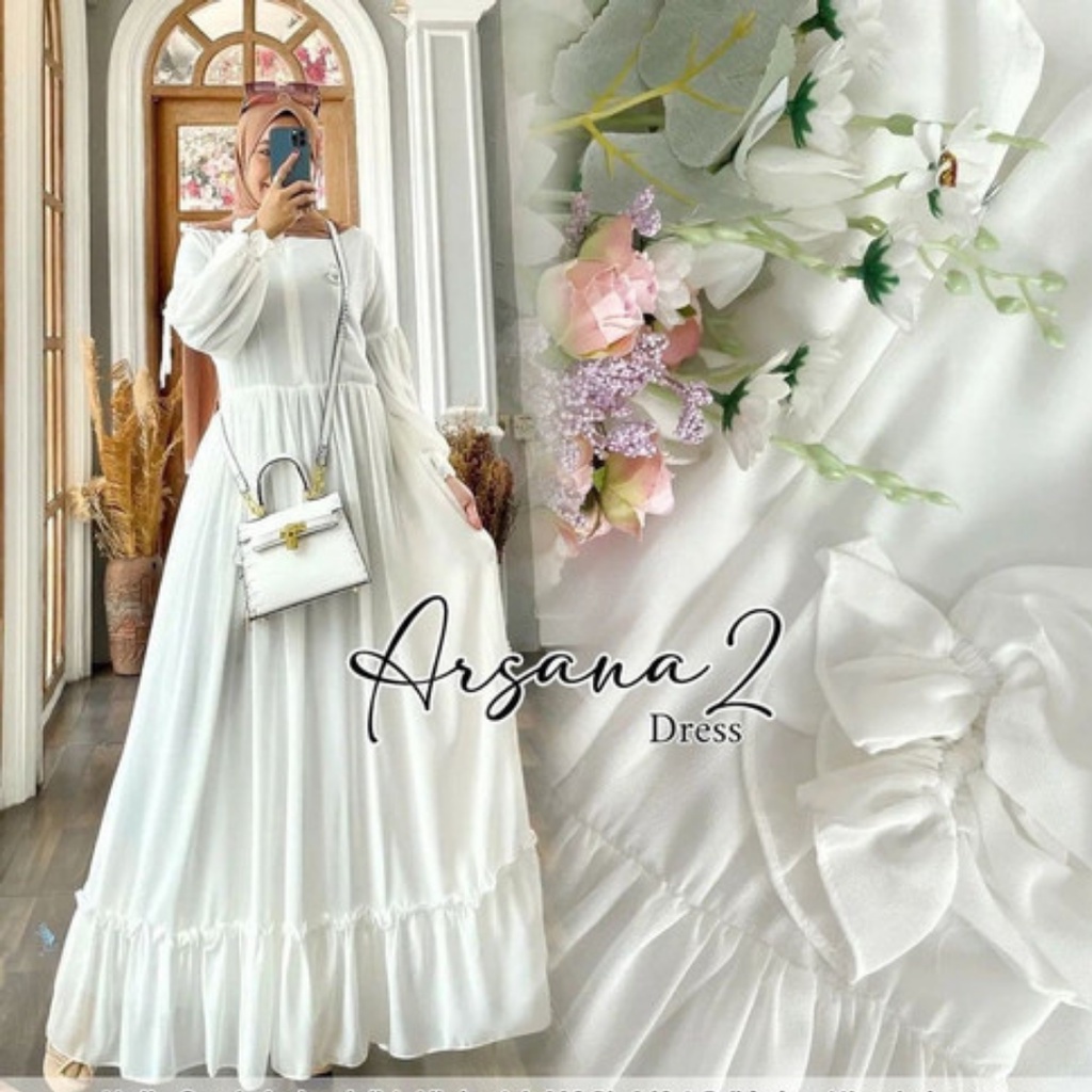 Belamara Neita Maxi Long Dress Gamis Resleting Depan Tali Pinggang Bahan Sifon Ceruty Babydoll Full 