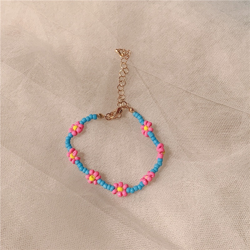 Korean Style Beads Bracelet Simple Sweet Cute Flower Bracelets for Women Fashion Accessories Jewelry