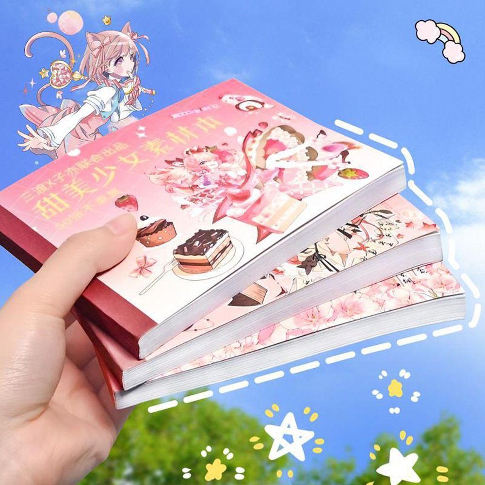 Mxbeauty Stationery Sticker Buku Perekat Diri 50lembar DIY Stiker Hias Hadiah Siswa Album Foto Jurnal Sumber Bahan Decals