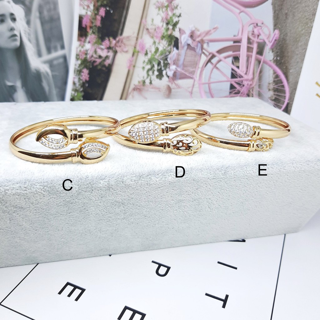 Gelang Bangle Xuping Mata Batu Putih Lapis Emas Gold - BB454