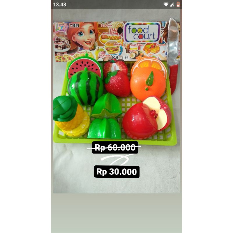Mainan Buah-buahan magnet potong