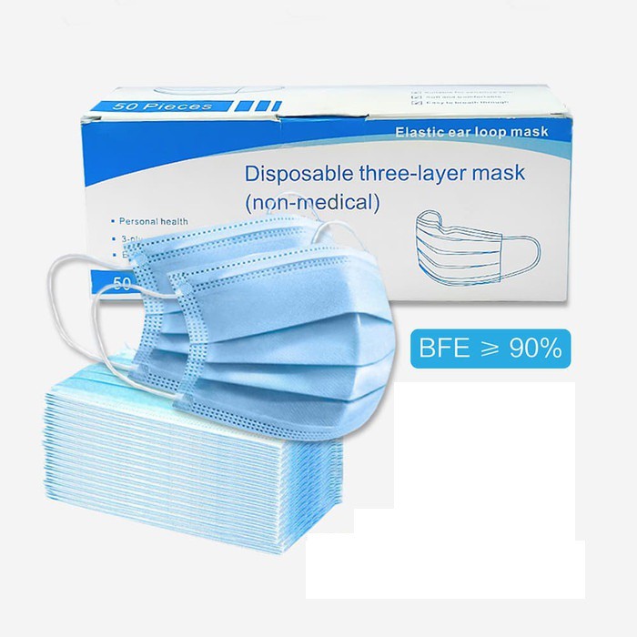 Disposable Face Mask 50pcs / BOX Masker Wajah Kesehatan 3 Layer