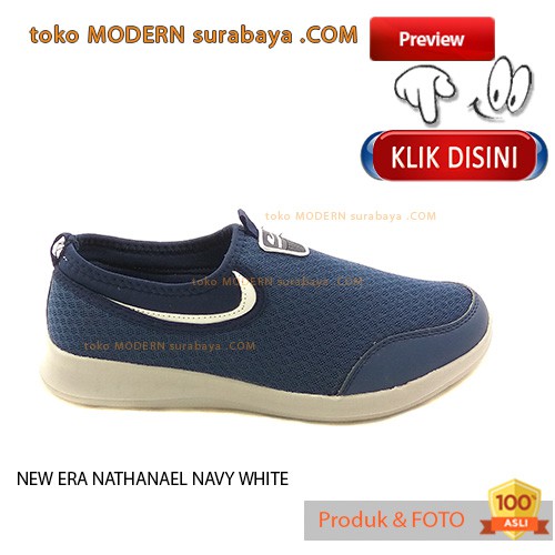 NEW ERA NATHANAEL NAVY WHITE sepatu pria slip on casual