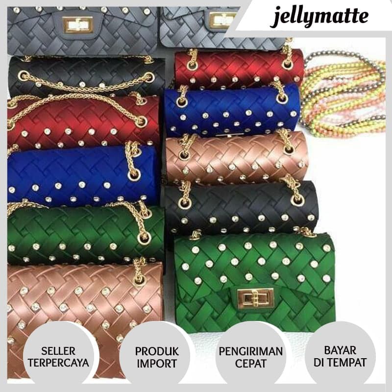 LB 541 (FREE SYAL &amp; BONEKA) TAS SELEMPANG WANITA TAS BATAM IMPORT WANITA - JELLY TIKAR (ADA DIAMOND)