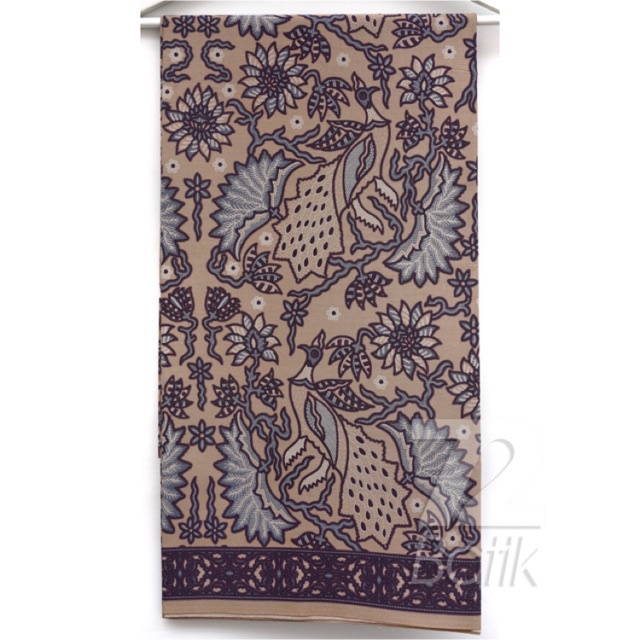 KAIN BATIK PREMIUM Bahan Katun Motif Burung Kembang Warna Krem Cream Putih Tulang 726256 CAP 72 - Ja