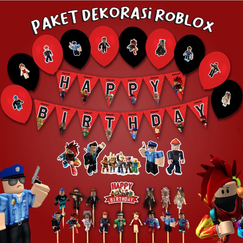 PAKET DEKORASI BIRTHDAY ROBLOX BANNER ROBLOX HBD HAPPY BIRTHDAY HIASAN DEKORASI ULANG TAHUN DEKOR UL