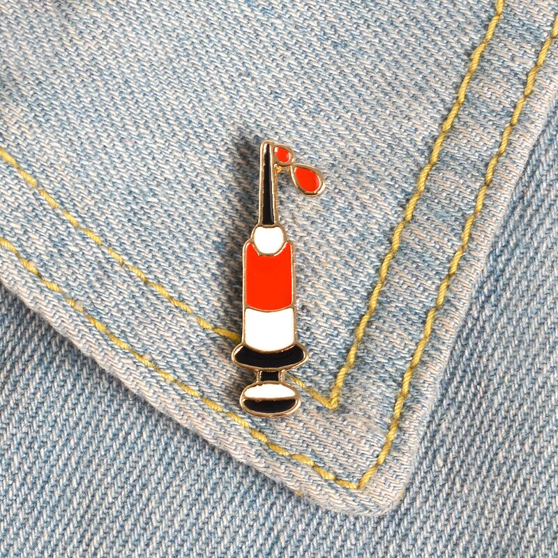 Bros Pin Enamel Bentuk Suntikan Darah Untuk Hadiah Kelulusan