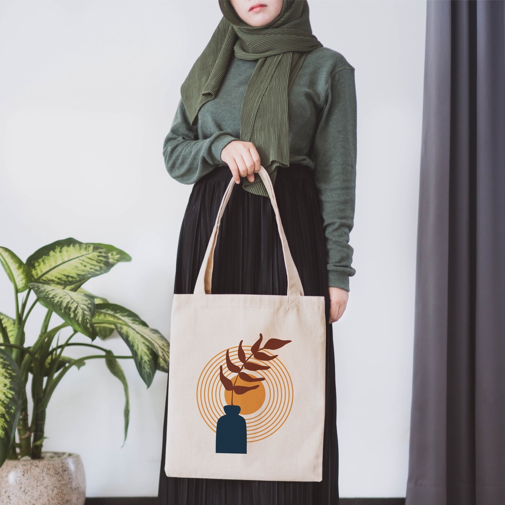 Sevine Tote Bag Kanvas Tas Fashion Totebag Wanita DTF Printing Nordic Aesthetic Series - KPA11