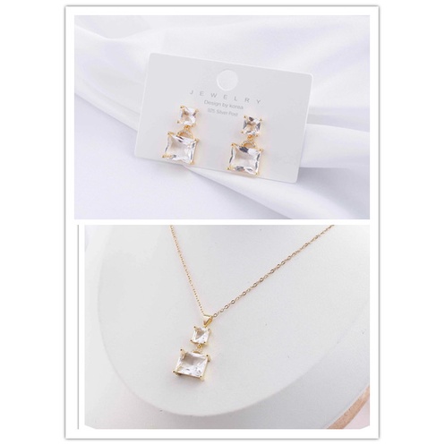 Set Titanium Perhiasan Kalung Dan Anting Permata H161,H081