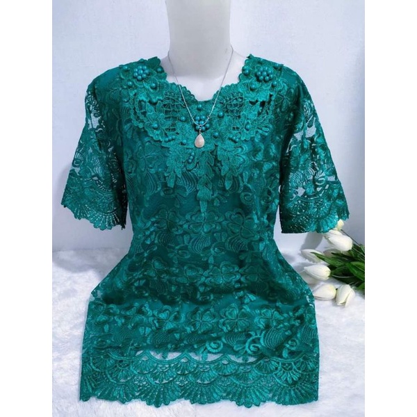 Atasan brokat aurum mutiara l xl xxl tangan pendek lapis furin