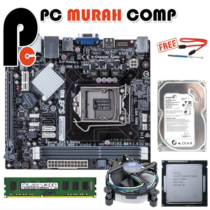 Paket Hemat Motherboard LGA 1150 H81 dengan processor G1840