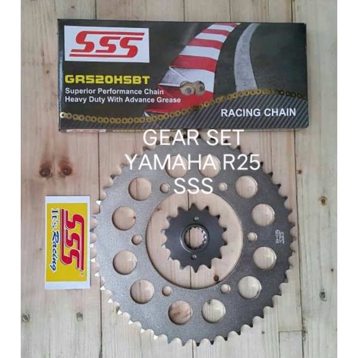 GEAR SET SSS YAMAHA R25/MT 25 DEPAN BELAKANG/GEAR SET NINJA 250 SSS ORIGINAL