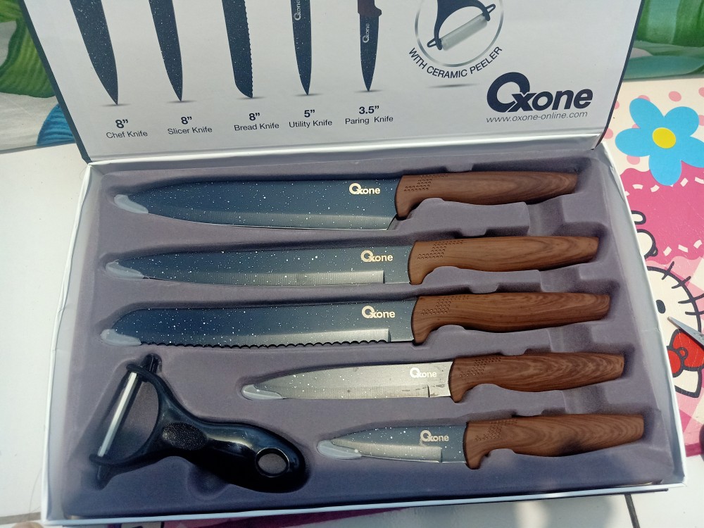 Pisau Set / Knife Set Oxone Black Marble / Marmer Hitam Ox 605 / Ox605 / Ox-605 (original100%)