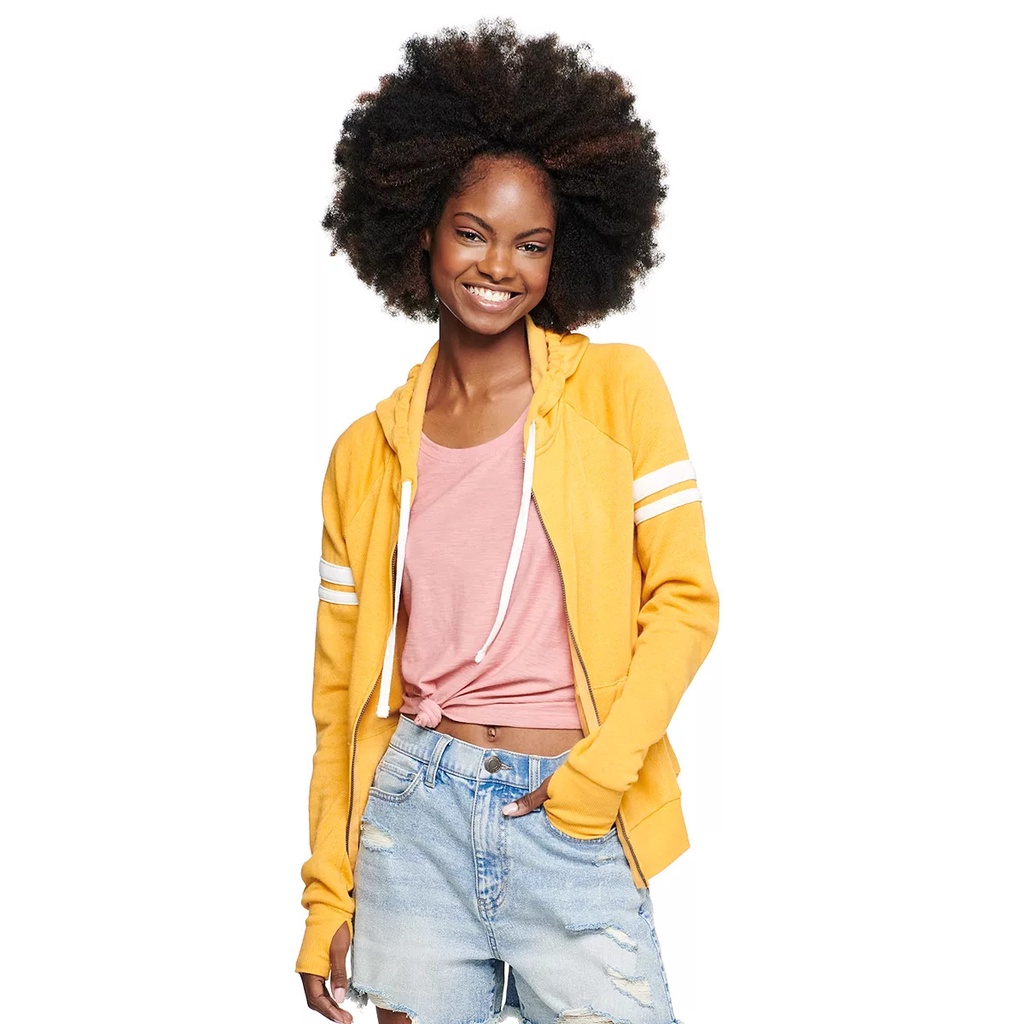 Hoodie Wanita SO Favorite Long Sleeve Zip-Up Hoodie PART 3 [RESTOCK]-Mustard White Stripe